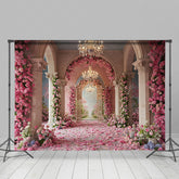 Lofaris Elegant Pink Flowers Palace Sweet Wedding Backdrop